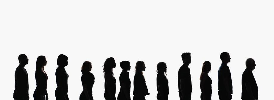 Silhouettes of people in a line